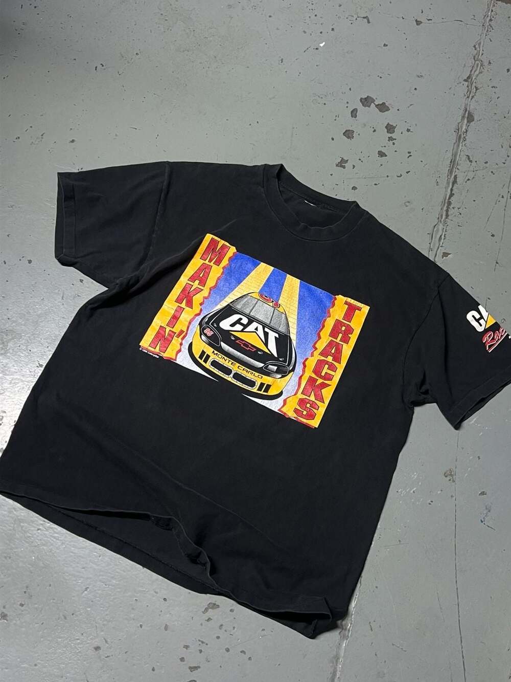 Caterpillar Vintage 90s David Green NASCAR T-Shirt Black